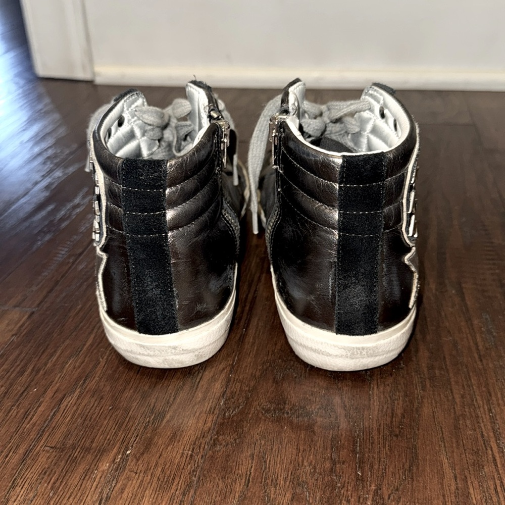 GOLDEN GOOSE Slide Women's Silver Laminated Leather and Studs size 36 - Picture 4 of 4